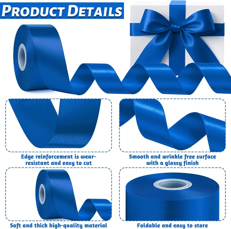 Fullive Ribbon for Gift Wrapping, 1 1/2 Inch 30 Yards Royal Blue Ribbon, Polyester Solid Ribbons for Flower Bouquet for Graduate Wedding Decorations DIY Bows Wrapping Bouquet Floral Arrangements - Image 3